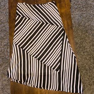 Asymmetrical striped black and white skirt